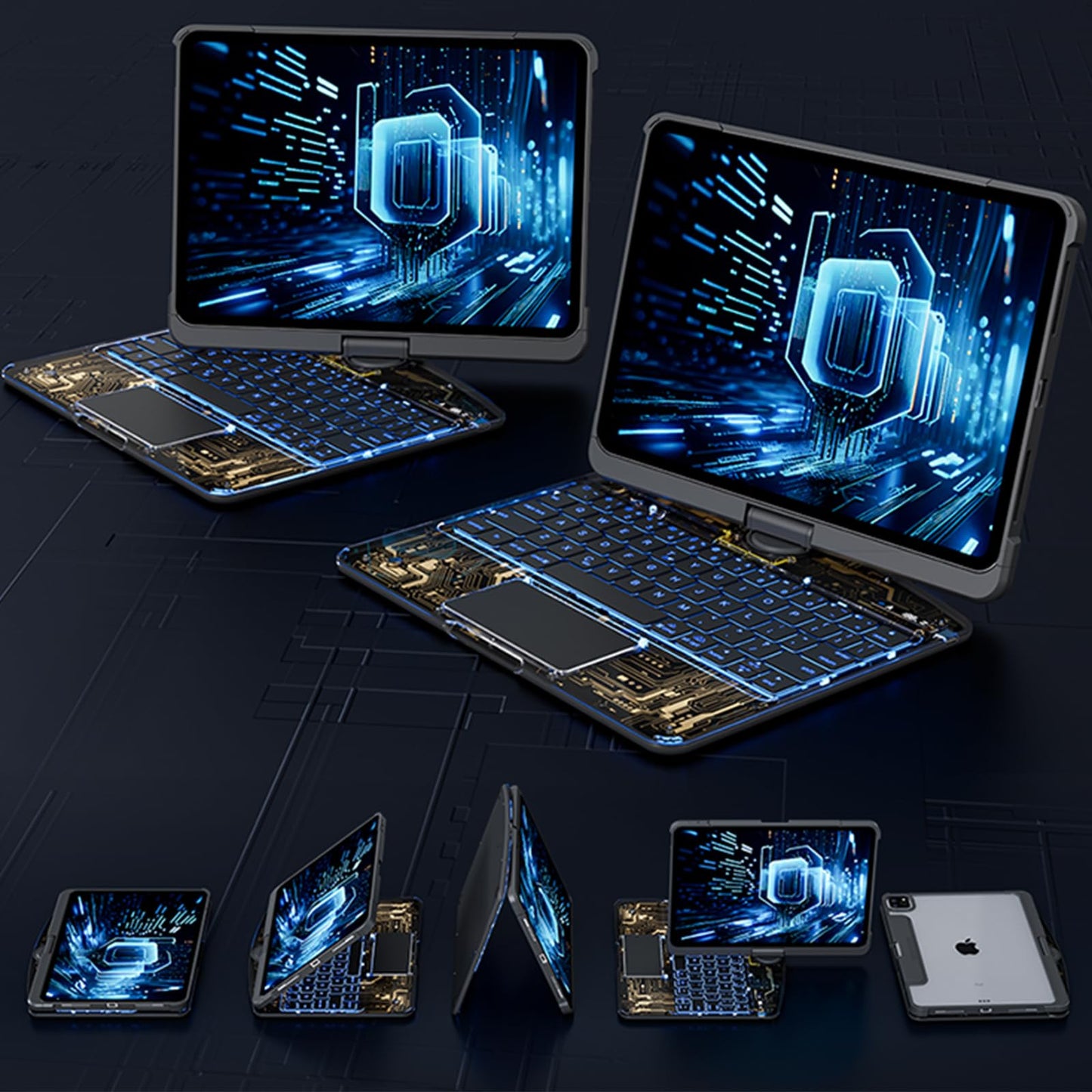 360 Swivel Keyboard Clear Case For IPad Smart Trackpad Electronics dealsniper-net