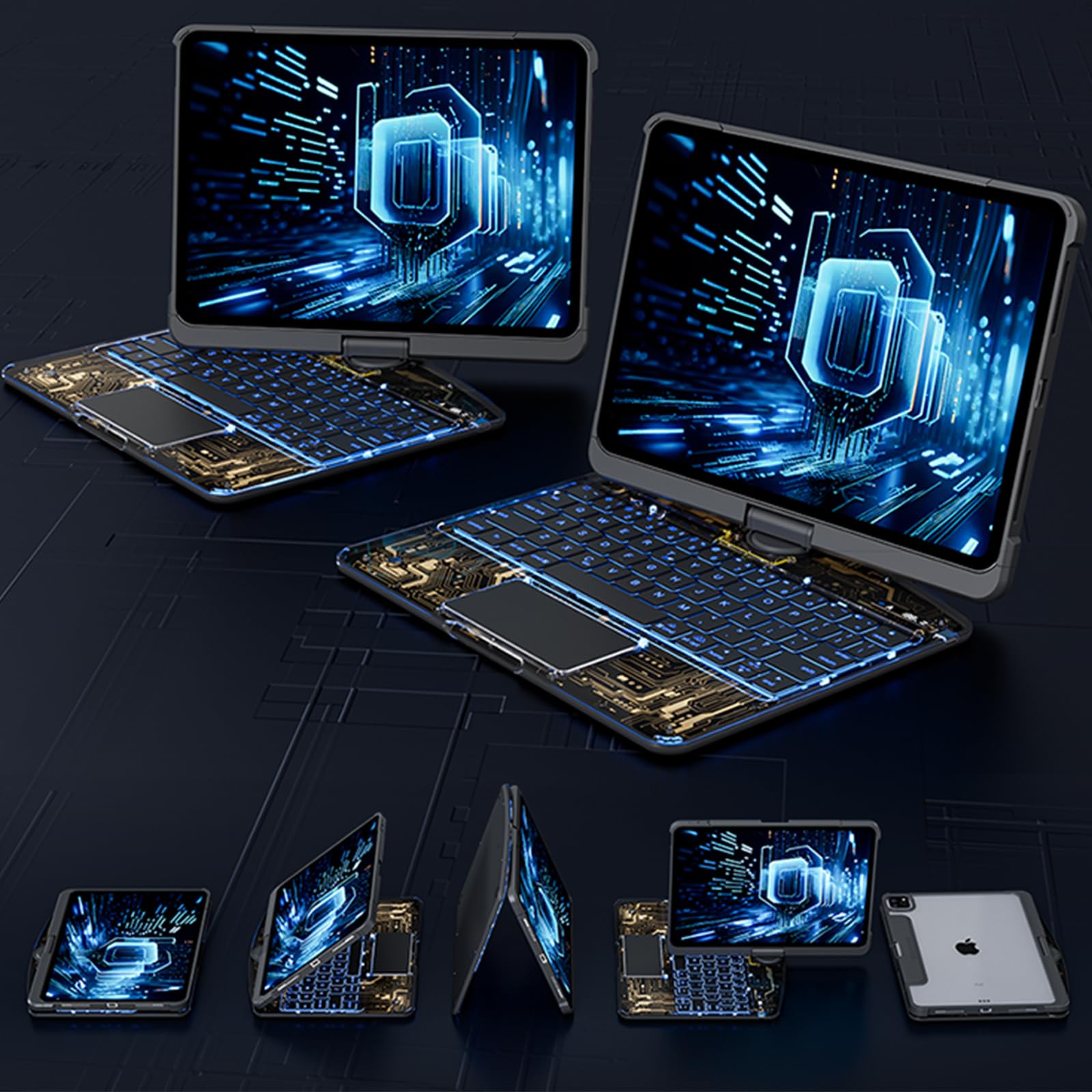360 Swivel Keyboard Clear Case For IPad Smart Trackpad Electronics dealsniper-net