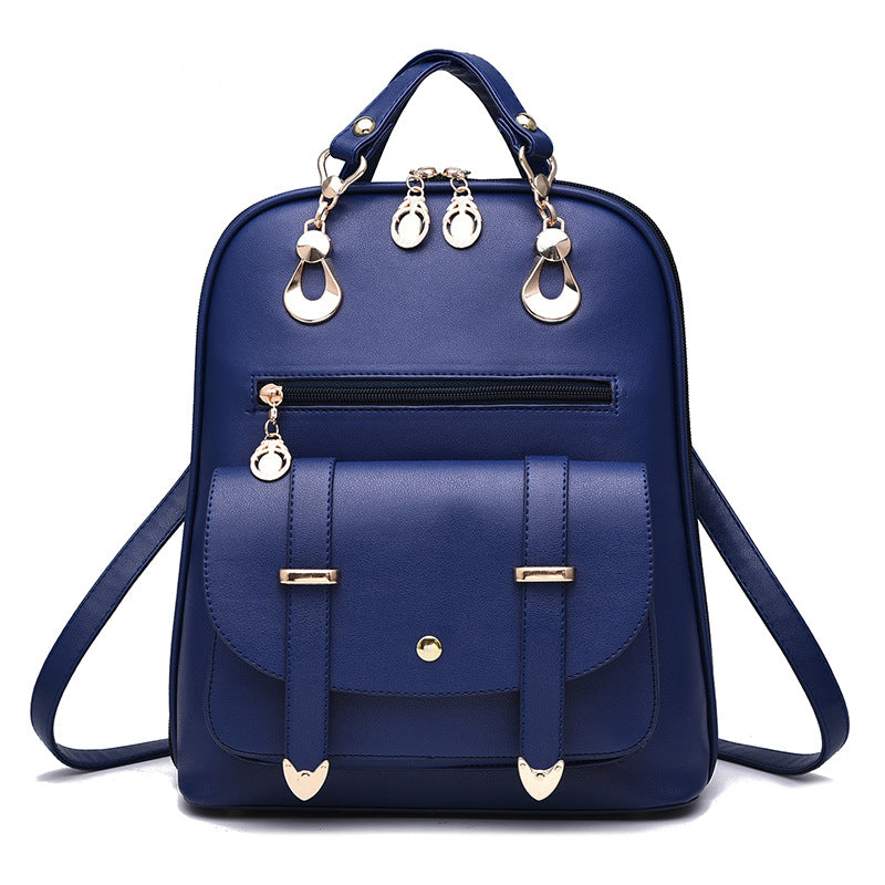 Female bag fashion PU leather dual-use backpack Women DealSniper.net Dark Blue