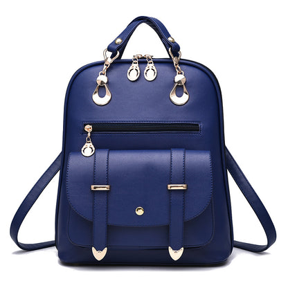 Female bag fashion PU leather dual-use backpack Women DealSniper.net Dark Blue