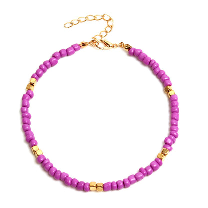New Golden Rice Bead Beach Anklet Women Jewelry Gym From House Purple