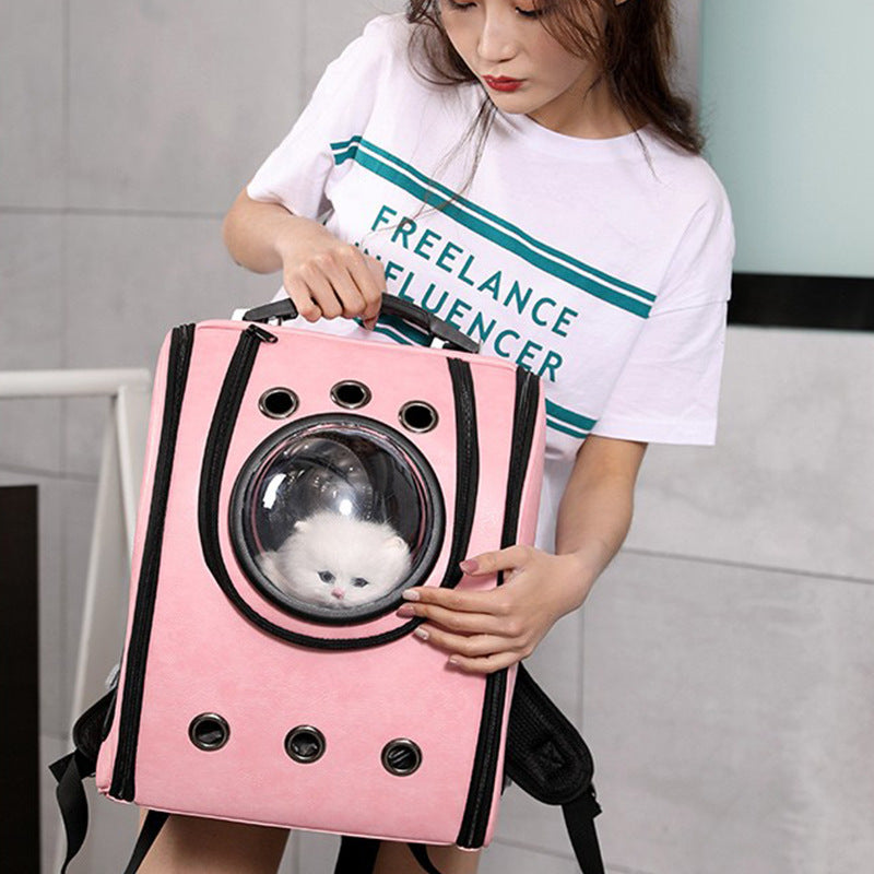 Leather pet carry backpack capsule Pets Gym From House