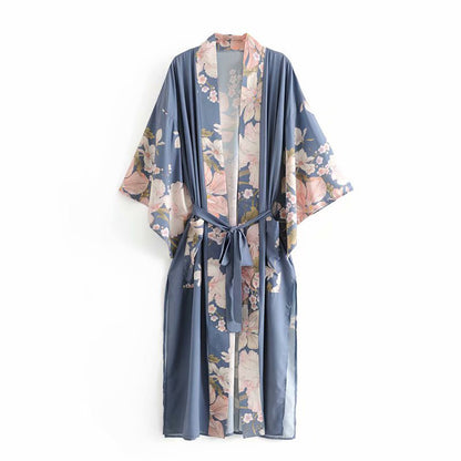 Peacock flower print gown Women dealsniper-net