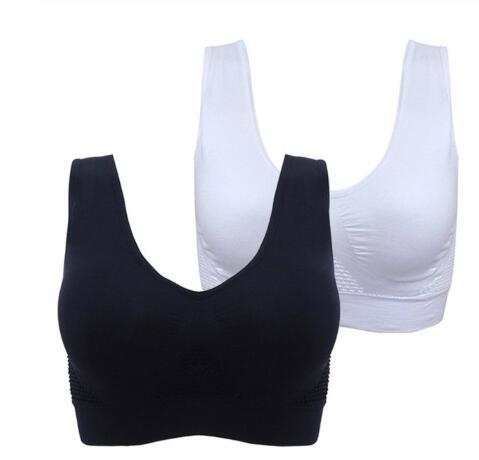 No steel ring hollow vent hole sports bra yoga Women DealSniper.net Black and White L