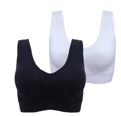 No steel ring hollow vent hole sports bra yoga Women DealSniper.net Black and White L