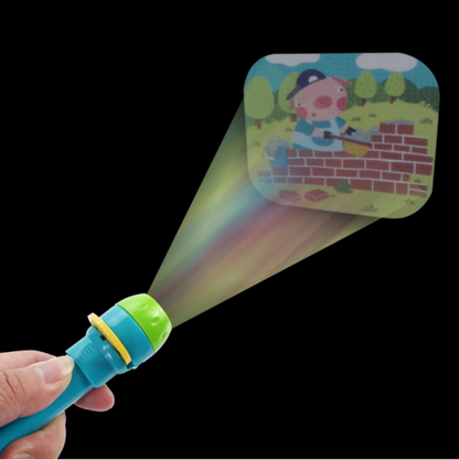 Cartoon Storybook Cards LED Projection Flashlight Interactive Toy Kids Gift