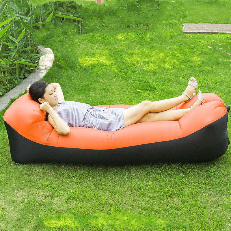 Outdoor Air Sofa Fast Inflatable Laybag Hangout Lounger Beach Air Bed Outdoor dealsniper-net Black spell orange