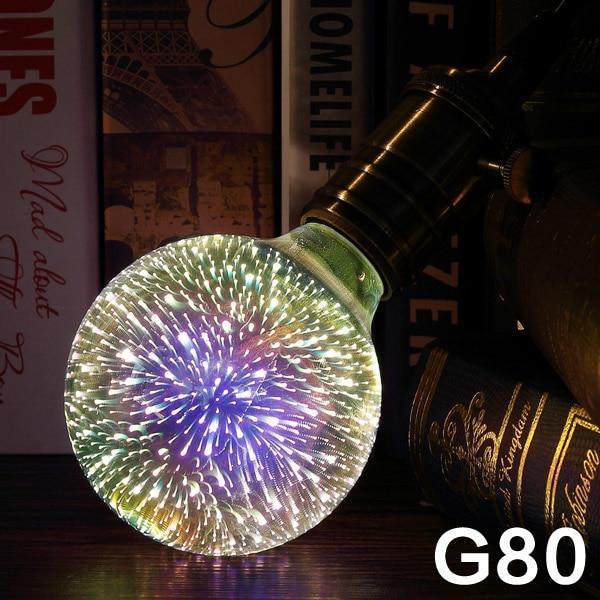 LED Light Bulb 3D Decoration Bulb Firework Lights Novelty Lamp Home Decor Gym From House G80