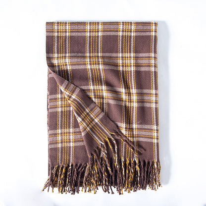 Women's New Line Printed Cashmere Scarves Women Gym From House Dark khaki