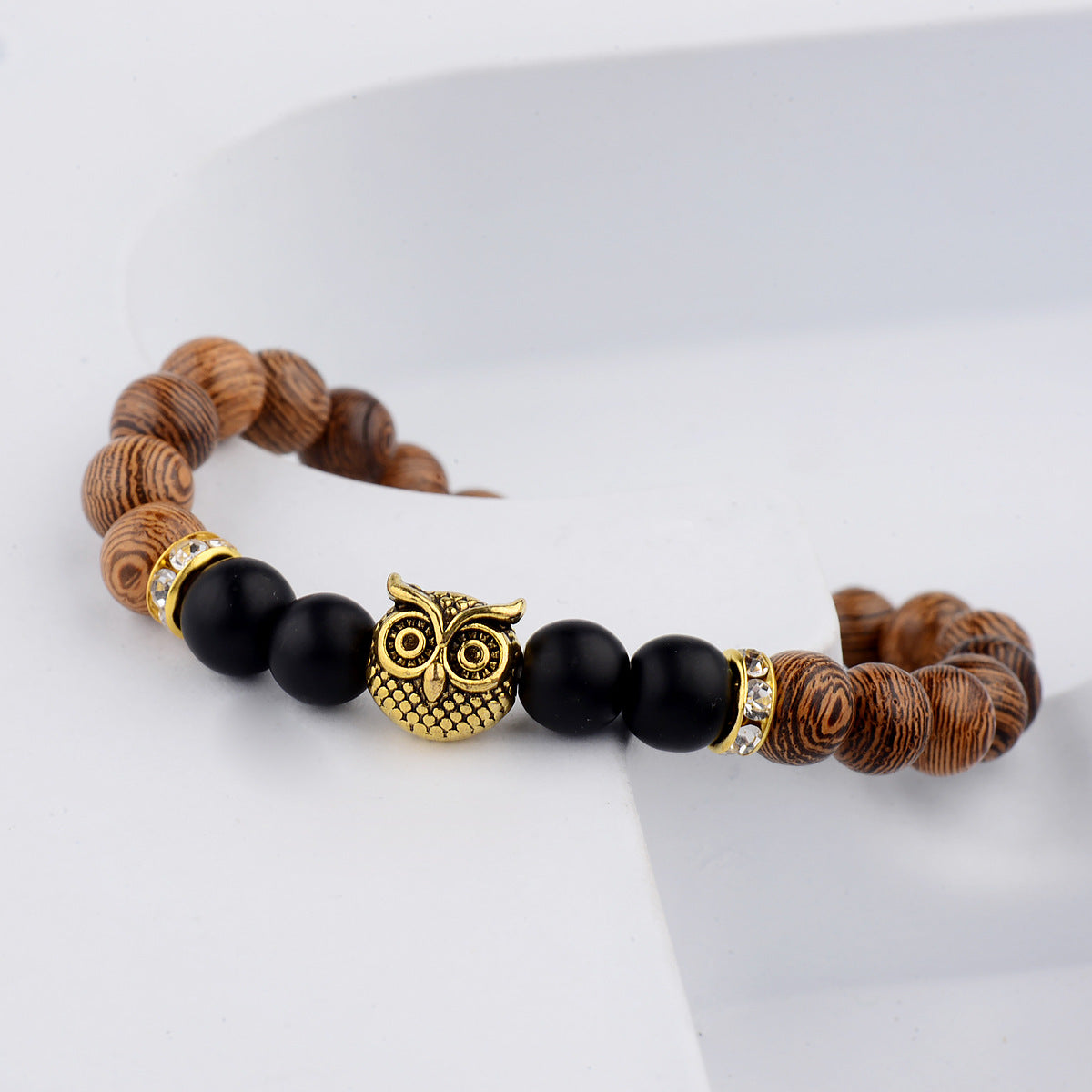 Owl frosted stone lifeline wood grain bracelet Jewelry dealsniper-net