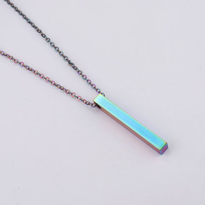 3D Engraved Bar Necklace Jewelry dealsniper-net Iridescent 1side