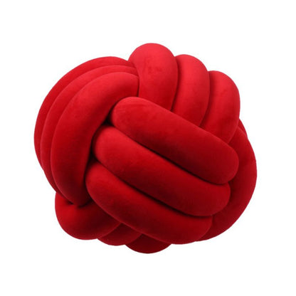 Knotted Plush Ball Design Round Throw Pillow House DealSniper.net Red 20cm