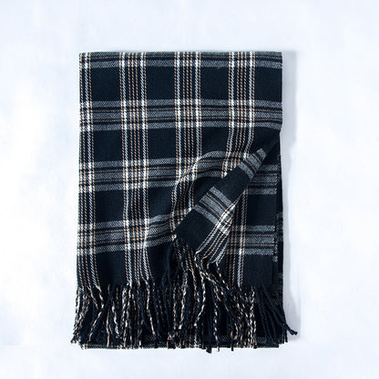 Women's New Line Printed Cashmere Scarves Women Gym From House Black