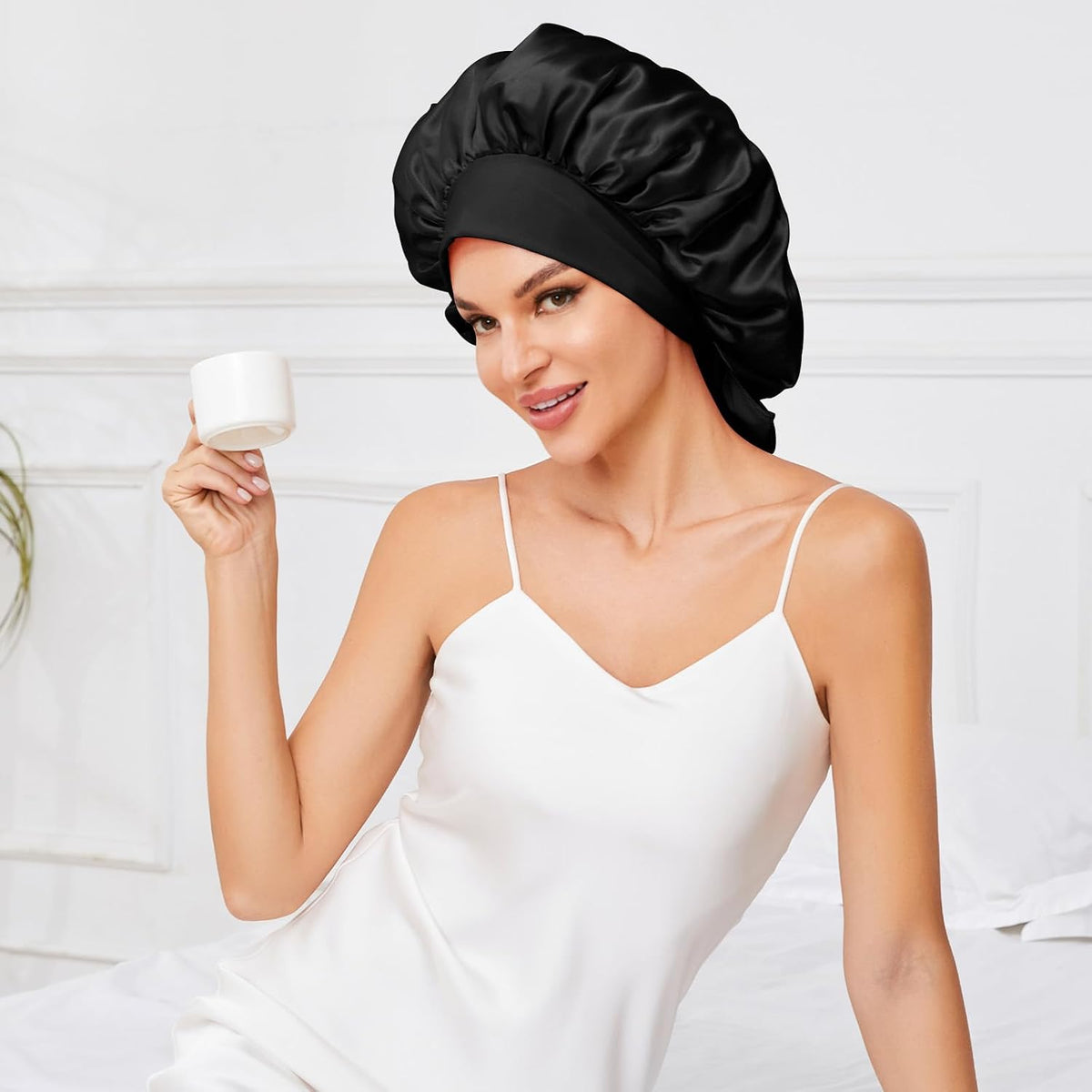 Large Satin Bonnet Silk Bonnet Hair Bonnet For Sleeping Beauty DealSniper.net