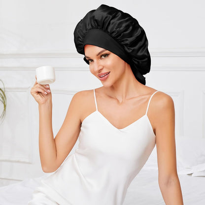 Large Satin Bonnet Silk Bonnet Hair Bonnet For Sleeping Beauty DealSniper.net