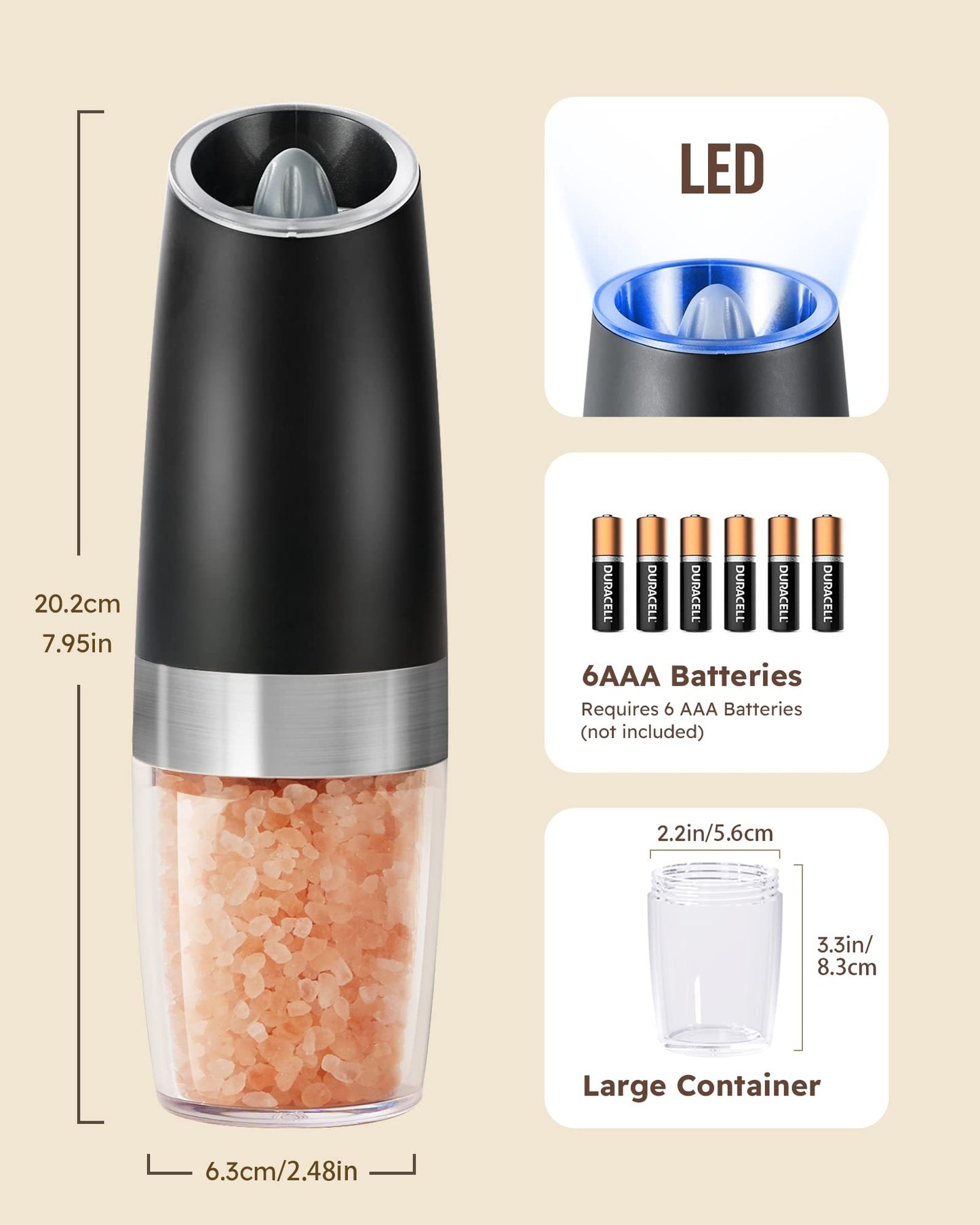 Gravity Electric Salt And Pepper Grinder Set Automatic Shakers Kitchen dealsniper-net