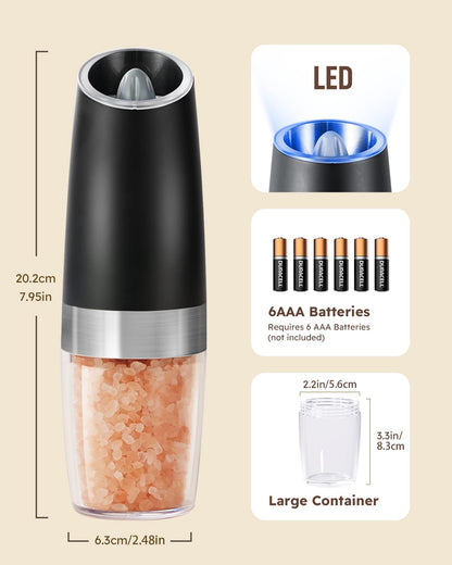 Gravity Electric Salt And Pepper Grinder Set Automatic Shakers Kitchen dealsniper-net