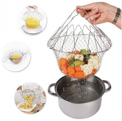 Stainless Steel Telescopic Folding Basket Frying Basket