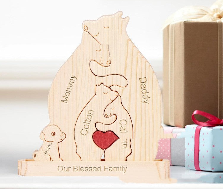 Wooden Hug Bear Pet Family Puzzle Set Hobby Gym From House 4 pets