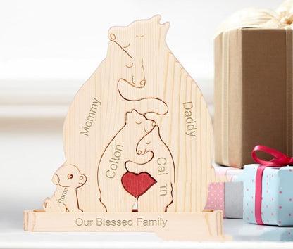 Wooden Hug Bear Pet Family Puzzle Set Hobby Gym From House 4 pets