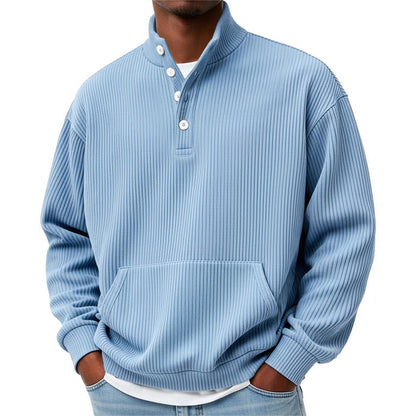Mens Solid-Color Turtleneck Casual Long-Sleeve Polo Sweatshirt Men DealSniper.net