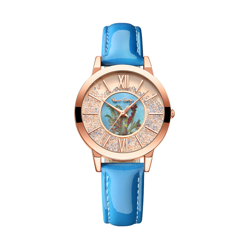 Van Gogh Women's Artistic Quartz Watch Leather Strap Jewelry DealSniper.net Gladiolus FLS1811