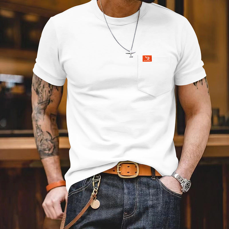 Plus Size Solid Color T-shirt Trendy Casual Short Sleeve Men Men Gym From House White 3XL