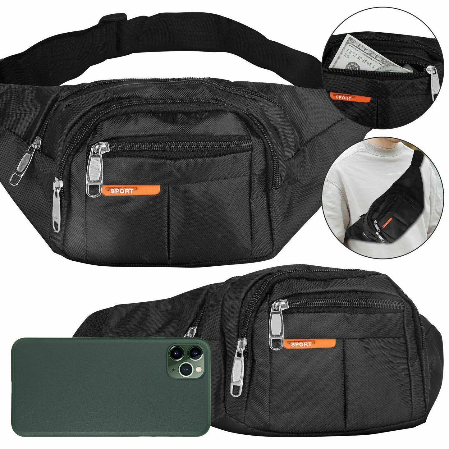 Waist Bag Fanny Pack For Men Women Hip Belt Bum Pouch Sport Travel Purse Unisex Men DealSniper.net