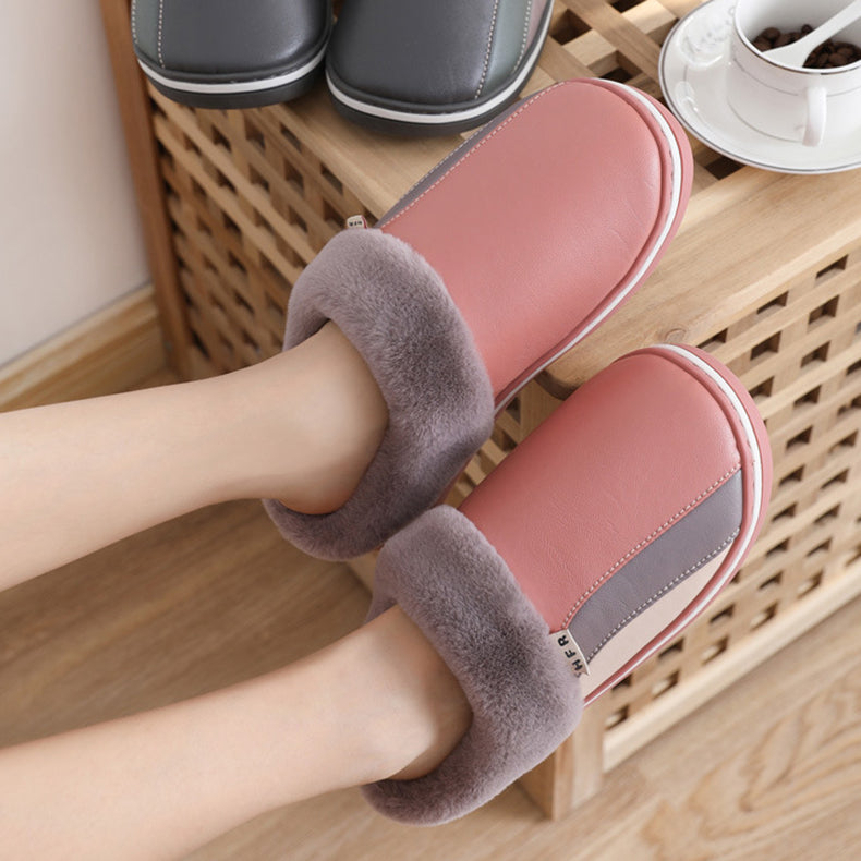 Waterproof Slippers Plush Winter Shoes Home Non-slip Bedroom Slippers Women Women DealSniper.net