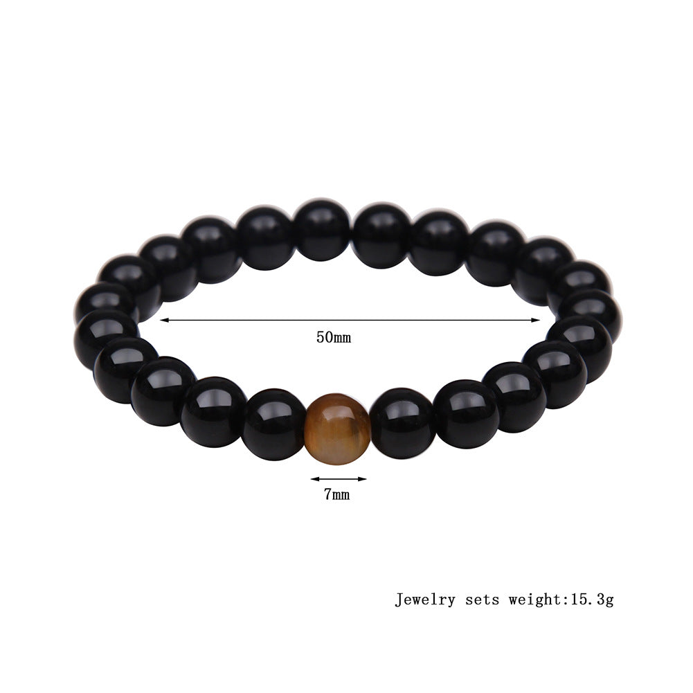 Tiger Eye Stone Bracelet Natural Stone Bracelet Jewelry dealsniper-net Black Round beads 8mm