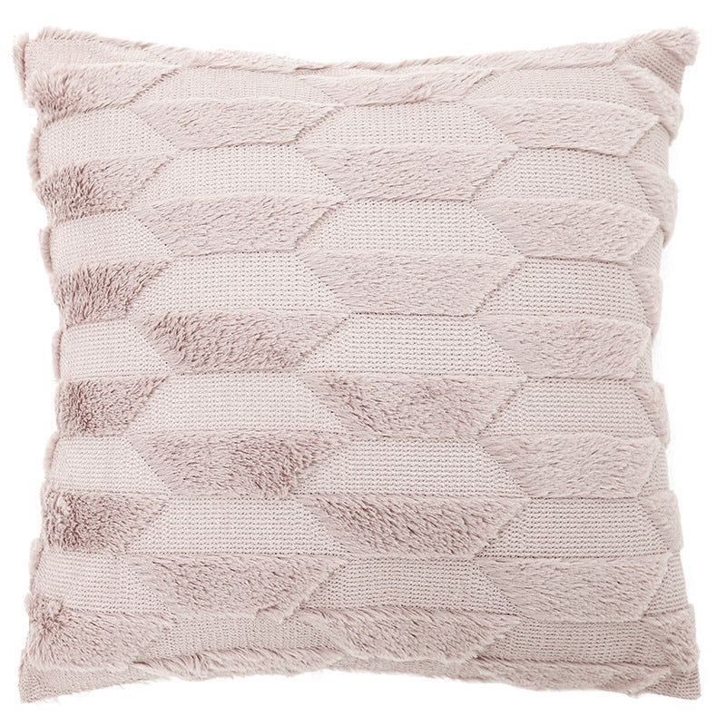 Geometric Rhombus Double-sided Three-dimensional Plush Pillowcase Home dealsniper-net B Pink A45x45cm