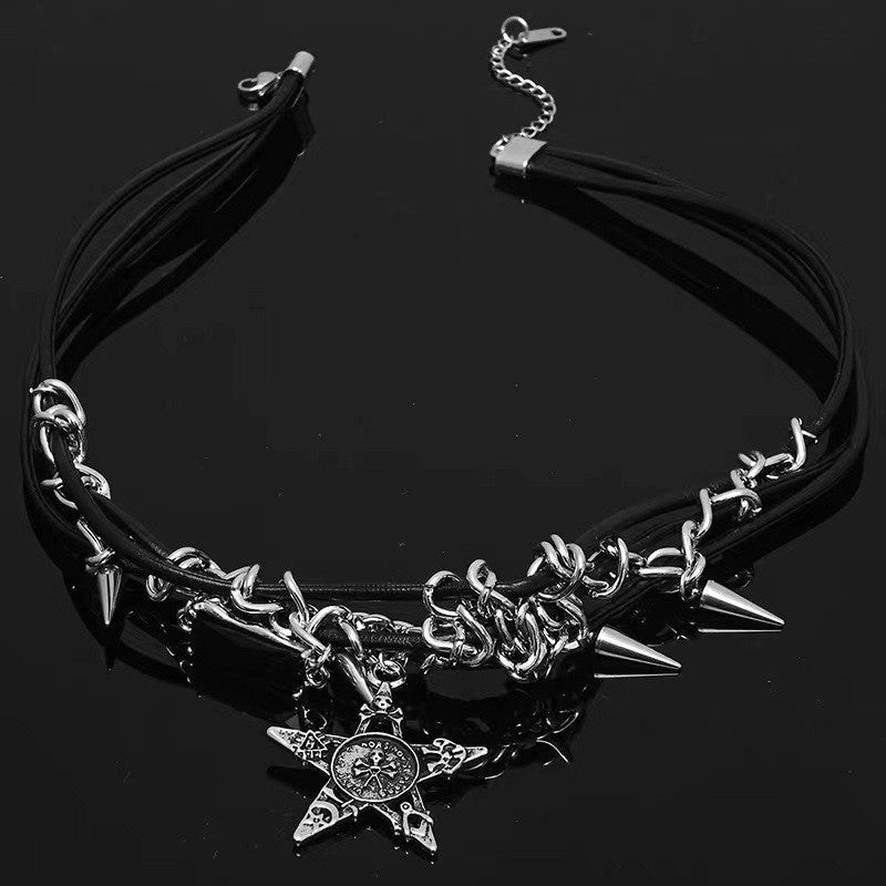Y2k Rivets Skull Stars Pendants Necklaces Hot Girls Gothic Punk Jewelry Gym From House