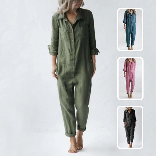 Casual Long Sleeve Jumpsuit With Pockets Fashion Loose