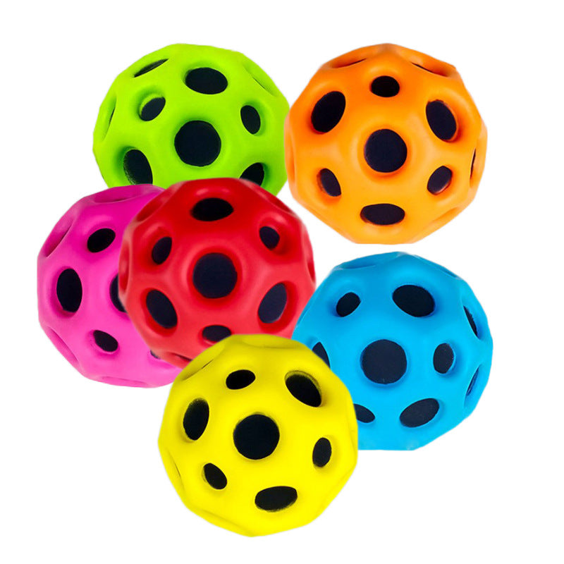 Hole Ball Soft Bouncy Ball Anti-fall Moon Shape Porous Bouncy Ball Kids Indoor Outdoor Toy Ergonomic Design Kids dealsniper-net