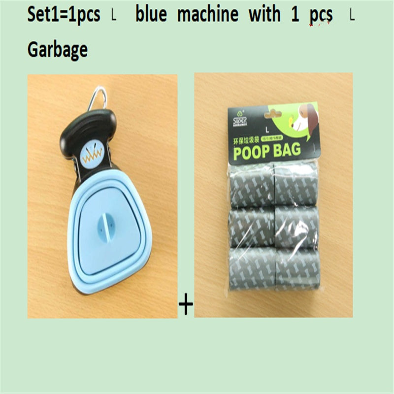 Dog Pet Travel Foldable Pooper Scooper With 1 Roll Pets Gym From House Set 1 BlueLX L