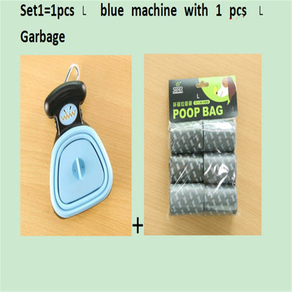 Dog Pet Travel Foldable Pooper Scooper With 1 Roll Pets Gym From House Set 1 BlueLX L