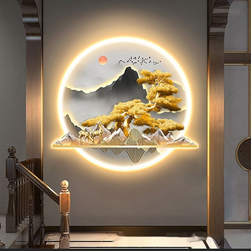 Household Entrance Painting New Chinese Landscape Home Decor DealSniper.net E 50X55CM 220V US Straight Plus