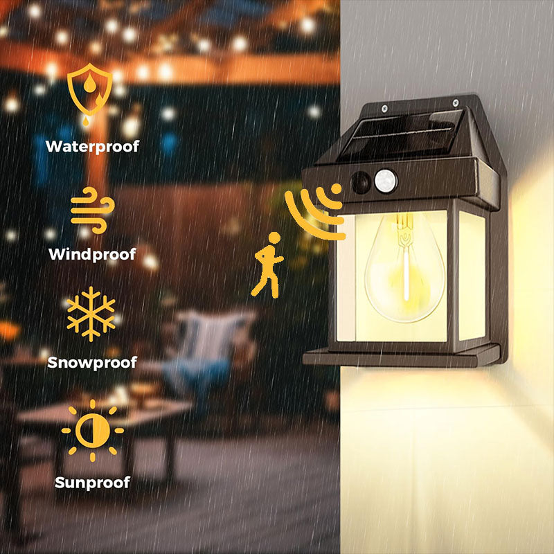 Outdoor Solar Tungsten Wall Light With Motion Sensor IP65 Outdoor DealSniper.net