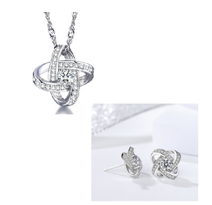 925 Sterling Silver Necklace For Women Forever Heart AAA Zircon Mosaic Necklaces & Pendants Gift Kitchen DealSniper.net 45L+Earring