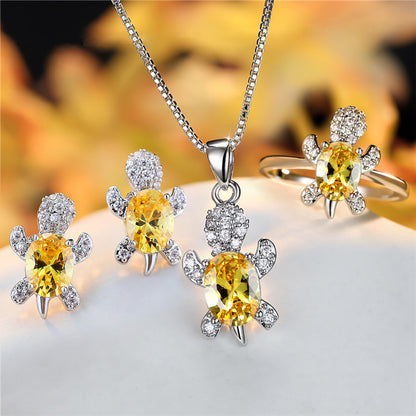 Fashion Oval Zircon Pendant Turtle Shape Necklaces Jewelry Gym From House