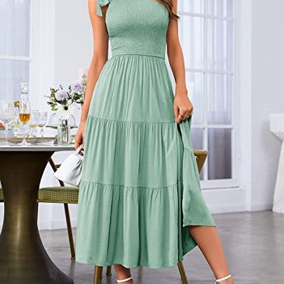 New Summer Fashion Women's One-shoulder Pleated Women dealsniper-net