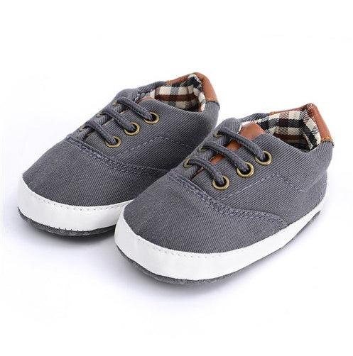 Solid color casual lace soft bottom baby canvas shoes