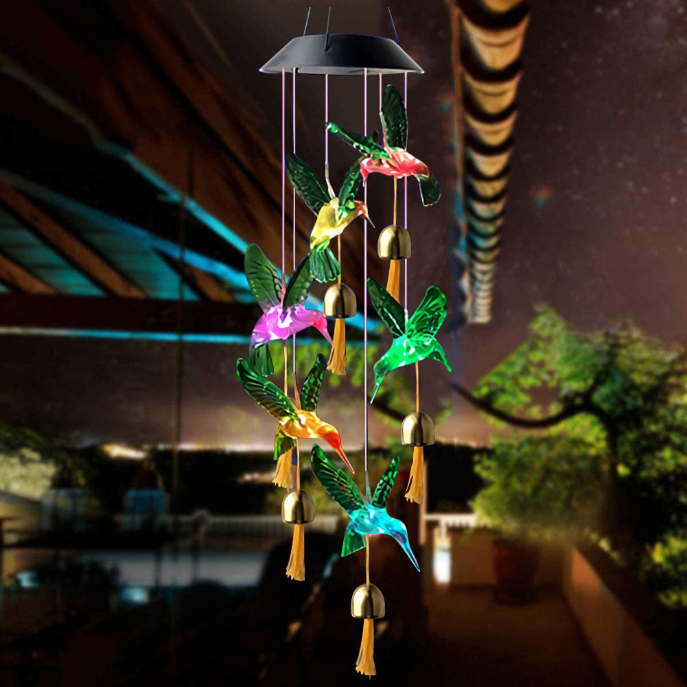 Color Changing Solar Power Wind Chime Crystal Ball Hummingbird Deals dealsniper-net