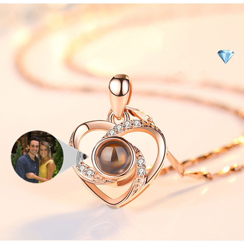 S925 Silver Romantic Colorful Photo Projection Necklace