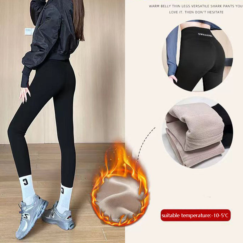 Fleece Thickened Leggings Winter -20 To 5 Shark Pants Women dealsniper-net Black 500g