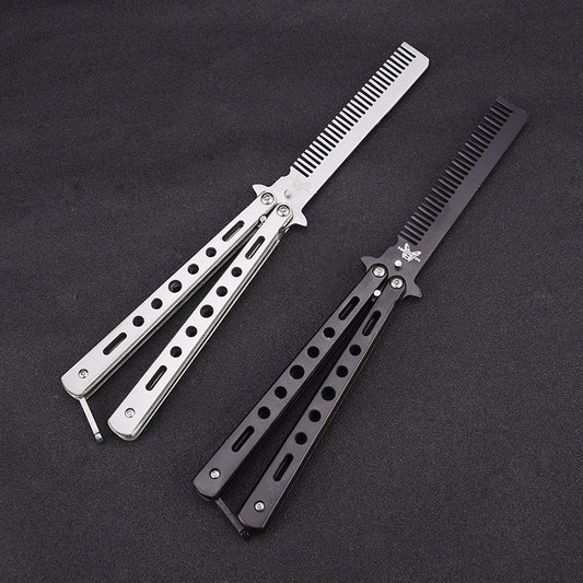 Outdoor Foldable Comb Stainless Steel Practice Training Butterfly Knife