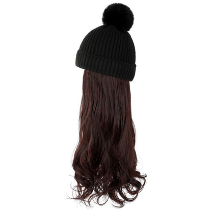 Autumn And Winter New Removable Fashion Woolen Hat Beauty Gym From House Black Dark Brown