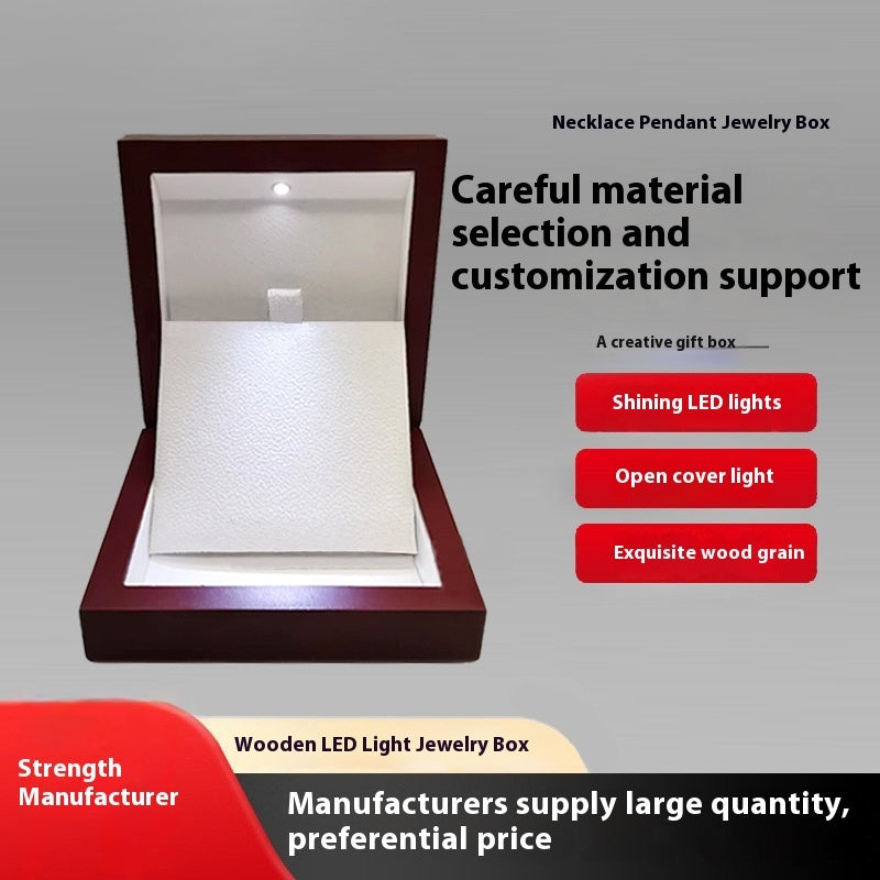 High-end Wooden Box Jewelry LED Light Packaging Jewelry DealSniper.net