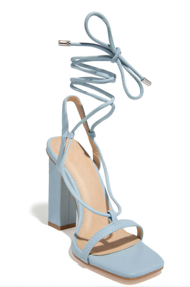 Women Shoes Square Toe Ankle Lace-Up Strappy Sandals Fashion Party Pumps Women DealSniper.net Light blue Size36