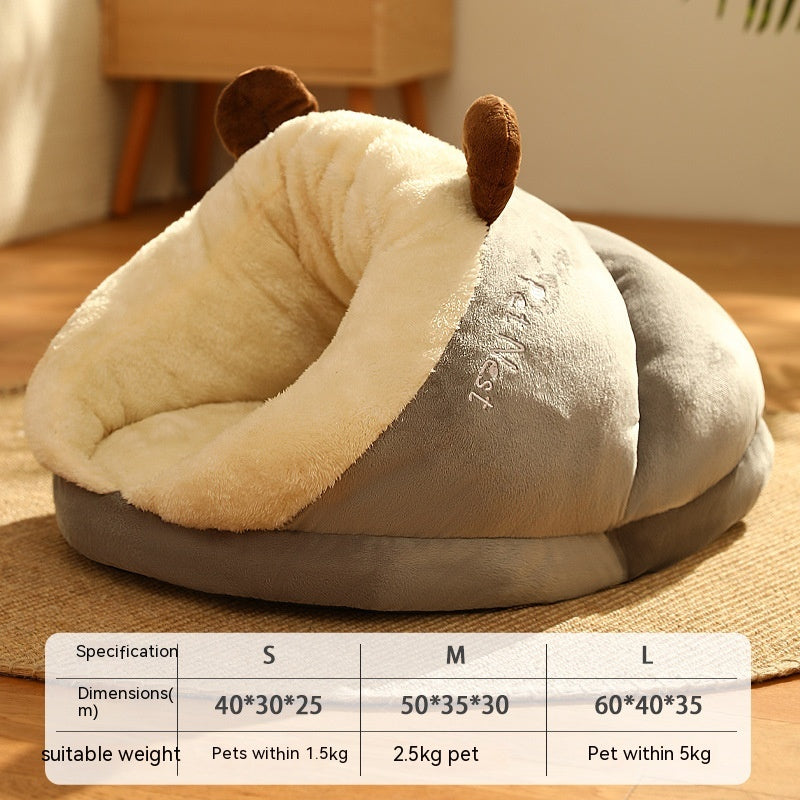 Pet Bed Winter Cat Dog Slippers Small Nest Pets Gym From House Gray Brown Bear L